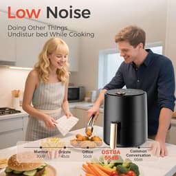 Ulisem - Airfryer - Mini airfryer - 4.5 liter - 360° circulatie - 24 menu's - Vaatwasserbestendige antiaanbakmand - Met voorverwarming en schudden - Automatische uitschakeling - Geschikt voor keuken of camping - Compact en draagbaar — thumbnail 2