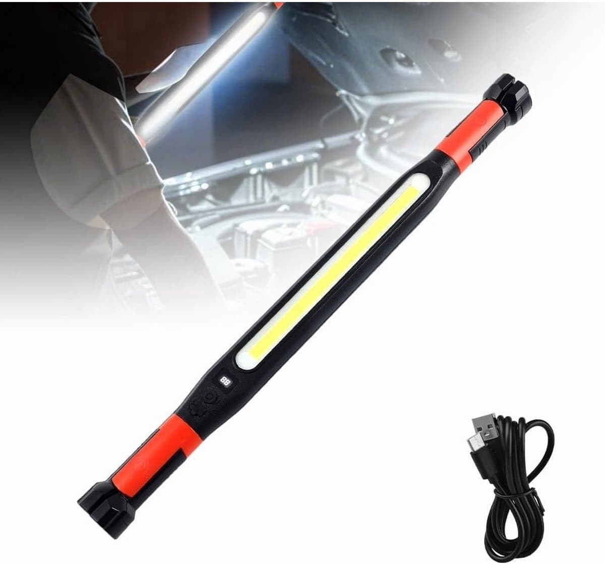 Magnetische werklamp, werklamp voor onder de motorkap, accessoirestrip voor huishoudelijke verlichting, oplaadbare LED-werklamp, mechanische motorkapverlichting, Geschikt Geschikt monteurs/autoreparatie/garages. — afbeelding 1