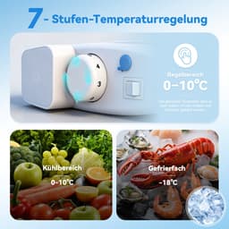 Gutent-Koel-vriescombinatie - 86L totaal - 56L koel en 30L vries - 7 temperaturen - LED-verlichting - verstelbare planken - Crème — thumbnail 12