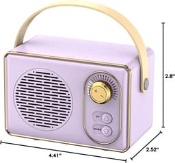 Oneay Retro Bluetooth-speaker – Vintage draagbare draadloze speaker met Bluetooth 5.0, ondersteuning voor TF-kaart, USB-stick en AUX-ingang – Paars — thumbnail 8