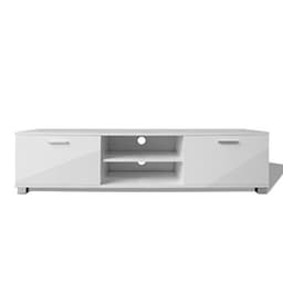 Moderne TV-tafel met 2 Etages en Deuren - Wit Glanzend 140 x 40,3 x 34,7 cm — thumbnail 2