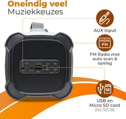 Caliber Bluetooth Speaker -Draagbare radio - Draadloze Speaker - Stevige Handgreep - 40 Watt - Met FM Tuner - Tot 6 uur muziek met accu (HPG525BT) — thumbnail 5