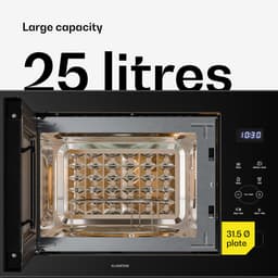 Klarstein Magnetron Velaire inbouwmagnetron met grill – 25 l, 850 W & 1200 W grill, 8 programma's, touchbediening, roestvrij staal, inbouwmagnetron, zwart - 25L - voor Keuken - Timer - RVS - Aluminium glas Display - Microwave — thumbnail 7