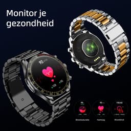 Maoo Titan AMOLED Smartwatch Heren - Special Edition - Stainless Steel en 2 TPU bandjes - Stappenteller - Hartslagmeter - Slaapmonitor - Multisport - Geschikt voor Android en iOS - Zilver en Goud — thumbnail 12