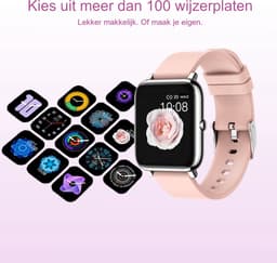 Belesy® HUNDRED - Smartwatch Dames - Smartwatch Heren - Horloge - 1.3 inch - Kleurenscherm - Full Touch - Stappenteller - Multi Sport - 100+ Watchfaces - Siliconen - Roze — thumbnail 11