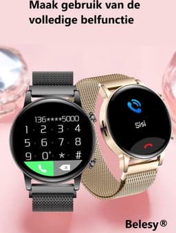 Belesy® MIRACLE - Smartwatch Heren - Horloge – Stappenteller – Calorieën - Hartslag – Sporten - Belfunctie - Je eigen foto als wijzerplaat - Kleurenscherm - Full Touch – Siliconen - Zwart - Moederdag — thumbnail 10
