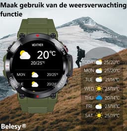 Belesy® AURORA - Smartwatch Heren –Horloge – Stappenteller – Calorieën – Constante Hartslag – Sporten – Bel functie - Je eigen foto als wijzerplaat - Kleurenscherm - Full Touch – Goud/Zwart - Siliconen - Moederdag — thumbnail 8