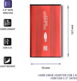 Qoltec Externe Harde Schijf Behuizing HDD/SSD 2.5'' SATA3 | USB 3.0 | Rood. — thumbnail 8