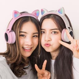 TDR- Draadloze Bluetooth koptelefoon - Over-Ear Koptelefoon voor Kinderen - Met Led Kat Oortjes - Bekend van TikTok - Roze — thumbnail 6