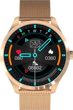 Belesy® Q9 Pro - Smartwatch Dames - Smartwatch Heren - Android - IOS - Horloge - 1.28 inch - Kleurenscherm - Stappenteller - Bloeddruk - Hartslag - 75+ Wijzerplaten - Sporten - Staal - Roségoud - Kerstcadeau — thumbnail 3
