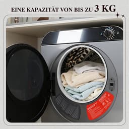 Trommeldroger - Compacte Droger Met PTC Keramische Verwarming - 4 Programma’s (Incl. Koeleerfunctie) - Wandmontage Of Stapelbaar - 3kg Capaciteit - Zilver — thumbnail 6
