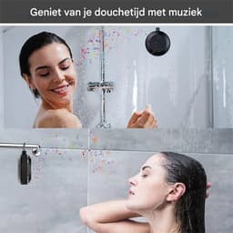 QTTVBTNA -Douche Speaker - Badkamer Speaker - Shower Speaker - Draagbare Speaker - Bluetooth Speaker - Met Zuignap - Waterproof - USB Oplaadbaar - 9*3cm - Zwart — thumbnail 4