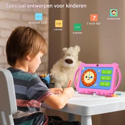Peutertablet - Kindertablet Peuter - 7-inch IPS-scherm/Android 12 - 1 Stuk - Voor Kinderen Van 3–12 Jaar Roze — thumbnail 2