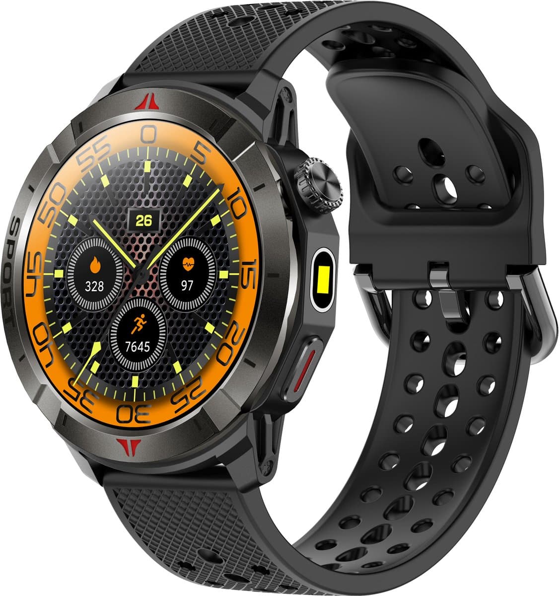 Knobbout Outdoor GPS Smartwatch – 1.43” AMOLED Scherm (466×466) – Bluetooth Bellen – Always-On Display (AOD)-Dubbele Frequentie + 6-Satelliet Locatie – Kompas, Hoogtemeter, Barometer – 100+ Sportmodi – IP68 Waterdicht – 10 Dagen Batterijduur- Zwart — afbeelding 1