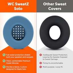 Zweetbestendige Hoofphone Covers voor Beats Solo - Comfortabel, Wasbaar en Gepatenteerd - Blue Slate — thumbnail 3