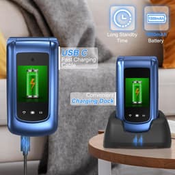 4G - Senioren Klaptelefoon - Met Simkaart Geleverd - Mobiele Telefoon - Grote Toetsen - Met Oplaadstation - Zwart met Zilver - Big button GSM — thumbnail 2