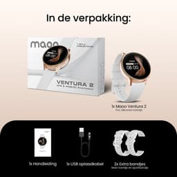 Maoo Ventura 2 - GPS Smartwatch Dames - AMOLED - Siliconen, Leren en Sportbandje - Stappenteller - Hartslagmeter - Slaapmonitor - Belfunctie - AOD - Multisport - Geschikt voor Android en iOS - Rosé Goud en Wit — thumbnail 12
