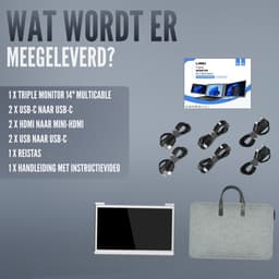 Triple Portable Monitor Expert 14" MultiCable - IPS Tri screen - Extra scherm laptop - Plug & Play - Incl. draagtas — thumbnail 8