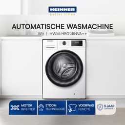 Heinner HWM-H8014INVA+++ Wasmachine 8 kg – 1400 tpm – Inverter Motor – Energieklasse A – 15 Wasprogramma’s met Stoomfunctie – Wit – 5 Jaar Garantie — thumbnail 6