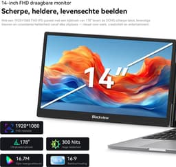 Blackview DCM5 Draagbare Monitor - 14-inch FHD Dubbel Scherm - Extra Scherm voor Laptops 13-17,3 inch - Ultradun Opvouwbaar - 100W PD Opladen- USB-C- Plug & Play - Grijs — thumbnail 10