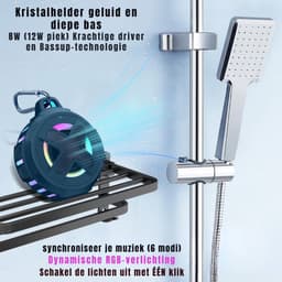 MIRA® Douche Speaker - Badkamer Speaker - Douche Speaker Bluetooth - Zwart - 11cm x 10cm x 6cm — thumbnail 5