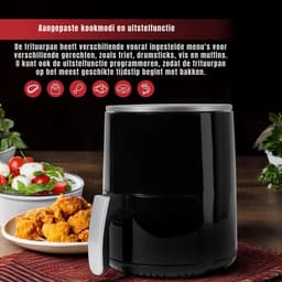 Aura® Mini airfryer - Airfryer - Airfryer klein - Zwart - 28cm x 22cm x 29cm — thumbnail 4
