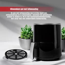 Aura® Mini airfryer - Airfryer - Airfryer klein - Zwart - 28cm x 22cm x 29cm — thumbnail 2