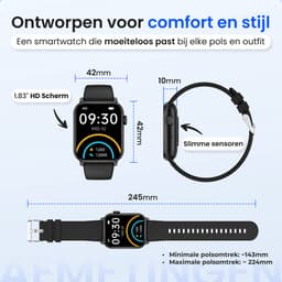 Siltcon® Smartwatch Heren Pro - Smartwatch Dames Pro - Sporthorloge Dames & Heren - Stappenteller Horloge - Hartslagmeter – Bloeddrukmeter - Slaapmonitor - Saturatiemeter – Belfunctie - Elke Smartphone - RVS - Elke pols - Incl. 4 Bandjes — thumbnail 12