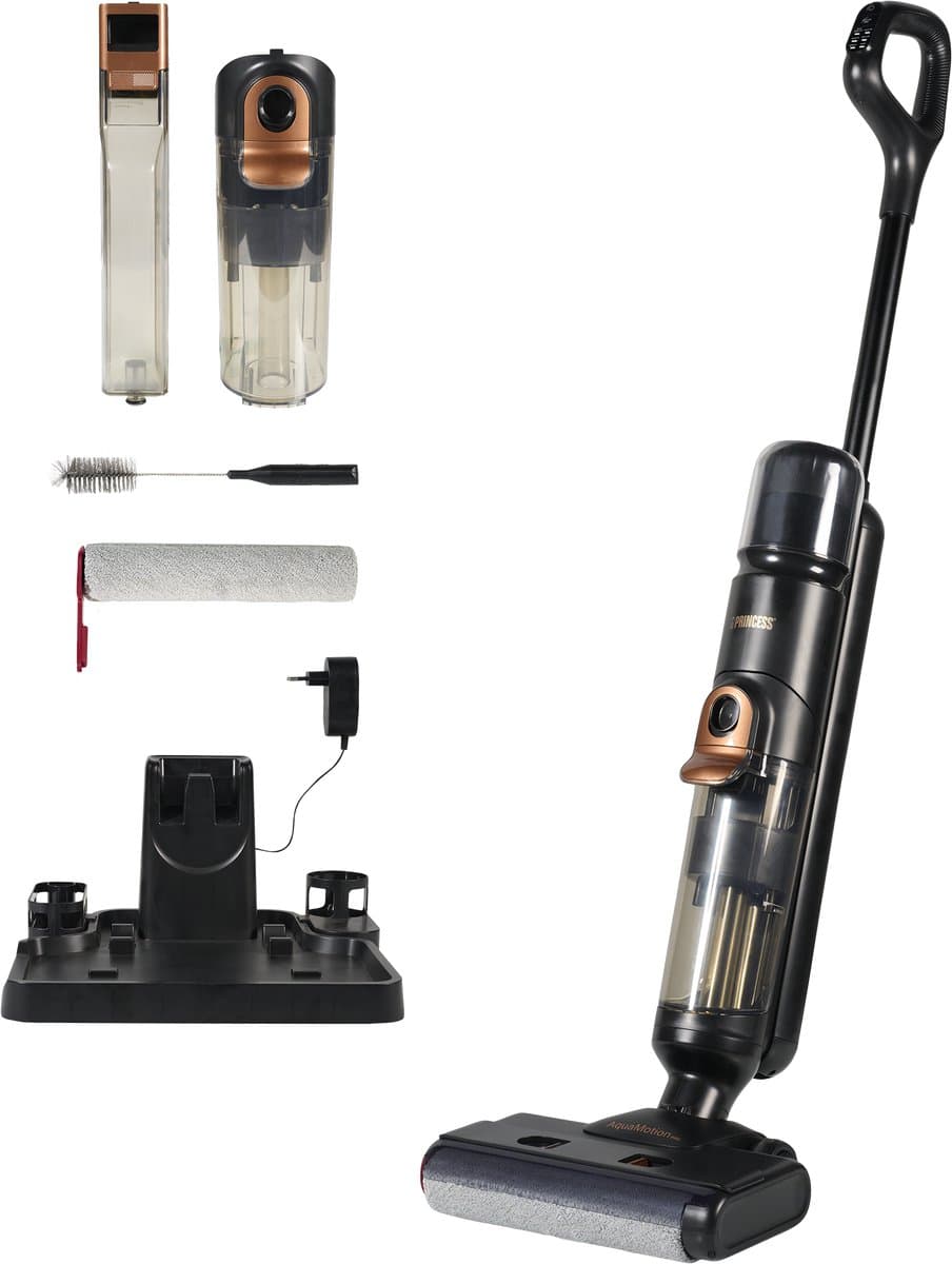 Princess 337020 AquaMotion Pro Vloerreiniger 4-in-1 - Draadloos – DC-motor – 21,6 V, wast en droogt tegelijkertijd - elektrische dweil - Reinigingsmachine - Floor washer - 25 minuten accuduur — afbeelding 1