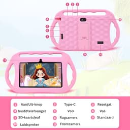 VH Supplies® Kindertablet - Peutertablet - Tablet voor Kinderen - 32GB - 7 inch - Roze — thumbnail 4