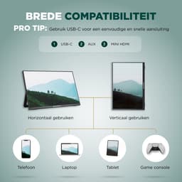 Remodius® Portable Monitor - 13 Inch 2K - Ultralicht en Superdun - Draagbare Monitor voor Laptop met Ingebouwde Kick-Stand - USB-C & Mini HDMI - Extra Tweede Scherm - Plug & Play — thumbnail 7