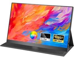 Quvo® Draagbare Monitor voor Laptop – Portable Monitor 15,6 Inch – Draagbaar Scherm 1080FHD – HDMI / USB C – Extra Scherm Laptop – Laptop Scherm Uitbreider – Energiezuinig – ps5 Monitor - Tweede Scherm Laptop - Zwart - 41cm x 26cm x 6cm