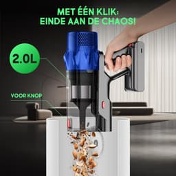 Fukstern Steelstofzuiger Draadloos – 75KPa Krachtige Zuigkracht – Tot 60 Min Accuduur – 3 Zuigstanden - Anti-Klit Vloerborstel – 7-voudig HEPA-Filtersysteem – 2L Stofreservoir – Groen Licht & Hygiënische Reiniging – blauw — thumbnail 4