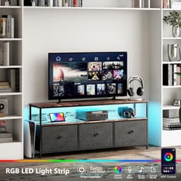 Stijlvol TV-meubel met LED-verlichting en 3 Opbergvakken voor 55 Inch Televisie — thumbnail 4