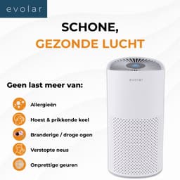 Evolar Luchtreiniger met 2x HEPA 13 Filter - CADR: 200m3/h - Air Purifier - Slaapmodus - Luchtkwaliteit Indicator - Pure4 — thumbnail 4