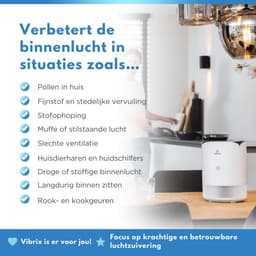 Vibrix PureFlow30 Luchtreiniger / Air Purifier – HEPA H13 + koolstoffilter – 180 m³/u – Voor kamers tot 30 m² – Ionisator – App-bediening – Zeer stil met slaapstand – Luchtkwaliteitindicator — thumbnail 5