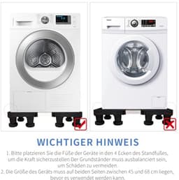 Wasmachine onderstel - 12 robuuste poten, Past perfect bij wasmachines, koelkasten en drogers - Verstelbaar en met hoge antislip en schokdemping — thumbnail 4
