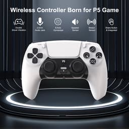 Ntech PS5 Controller Geschikt voor PS5 en PS5 Slim - ps5 game controller Draadloos - Wit - Audio Jack Input - Touch Sensor - Dual Trilmotoren Draadloze Controller — thumbnail 3