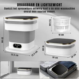 SCH® Mini Wasmachine - Wasmachine - Grijs - ‎33cm x 33cm x 34cm — thumbnail 3