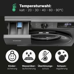 Bomann WA 7175 T Wasmachine - 7KG - 1400 toeren - 15 programma's - Stoomfunctie - Energieklasse A - 10 jaar motorgarantie — thumbnail 7