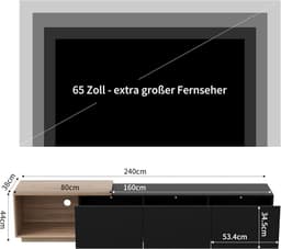 Uittrekbare TV-kast met LED-verlichting en 3 Lades voor Woonkamer - Modern Design — thumbnail 7