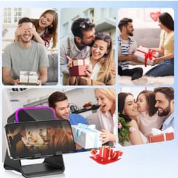 Draadloze Luidspreker - Magnetische Bluetooth-speaker met Sensor & Sfeerverlichting Dubbele modus: inductie + Bluetooth - Sfeerverlichting - 5000mah - Zwart - 360° Verstelbaar — thumbnail 6