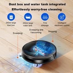 LIECTROUX C7 Robotstofzuiger met Dweilfunctie 2-in-1, 6000Pa Sterke Zuigkracht, WiFi/App & Afstandsbediening, Compatibel met Alexa en Google Assistant, Geschikt voor Dierenharen, Tapijt en Harde Vloeren — thumbnail 9
