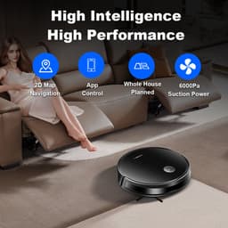 LIECTROUX C7 Robotstofzuiger met Dweilfunctie 2-in-1, 6000Pa Sterke Zuigkracht, WiFi/App & Afstandsbediening, Compatibel met Alexa en Google Assistant, Geschikt voor Dierenharen, Tapijt en Harde Vloeren — thumbnail 2