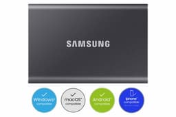 Samsung Portable T7 - Externe SSD - USB C 3.2 - Inclusief USB C en USB A kabel - Geschikt voor iPhone USB C - 1 TB - Grijs — thumbnail 1