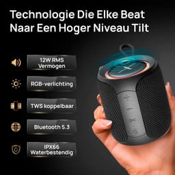 VolkanoX Bluetooth Speaker - 36W Vermogen - TWS - RGB verlichting - 10 uur lang muziek - Waterdicht - Zwart — thumbnail 5