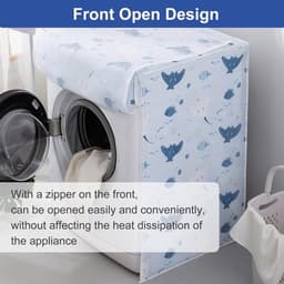 Wasmachinehoes - Stofhoes voor wasmachine - Wasmachinehoes - Hoes voor droger - Stofwerende hoes voor wasmachines met voorlader - Waterdichte hoes voor de meeste drogers met voorlader - Stof- en waterdicht - 65x75x85 cm (Konijnenpatroon) — thumbnail 7