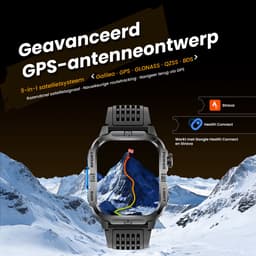 Maoo FORGE GPS Square - GPS Smartwatch Heren - Sporthorloge - 3 Bandjes - Stappenteller - Hartslagmeter - Slaapmonitor - Belfunctie - LED Zaklamp - Multisport - Geschikt voor Android en iOS - Gun Metal Blue — thumbnail 7