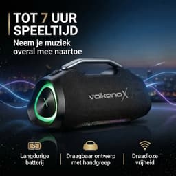 VolkanoX Ignite Ultra Bluetooth Speaker - Muziek box - 180W Partybox met RGB Verlichting - Spatwaterdicht - FM Radio - TWS - Zwart — thumbnail 2