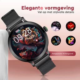 Golden Sound AMOLED Smartwatch Dames - Horloge dames - Stappenteller - Slaapmonitor - Saturatiemeter - 42mm - 4 bandjes - Zwart — thumbnail 8